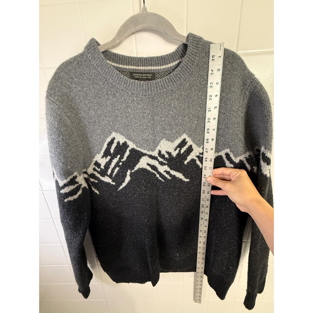 Banana Republic Mens XL Mountain Intarsia Italian Wool Blend Crewneck Sweater - Picture 5 of 6